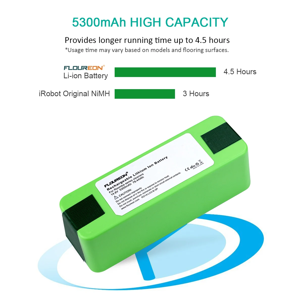 Floureon 14 8 V 5300 mAh для iRobot робота Пылесос аккумуляторная литий ионная батарея 500 600 700