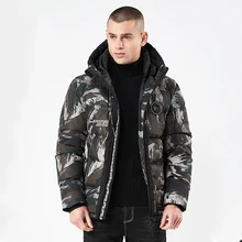 Зимняя камуфляжная куртка Для мужчин пальто принт Повседневное Для мужчин s парка с капюшоном хлопок JacketsCoat мужской теплый пальто