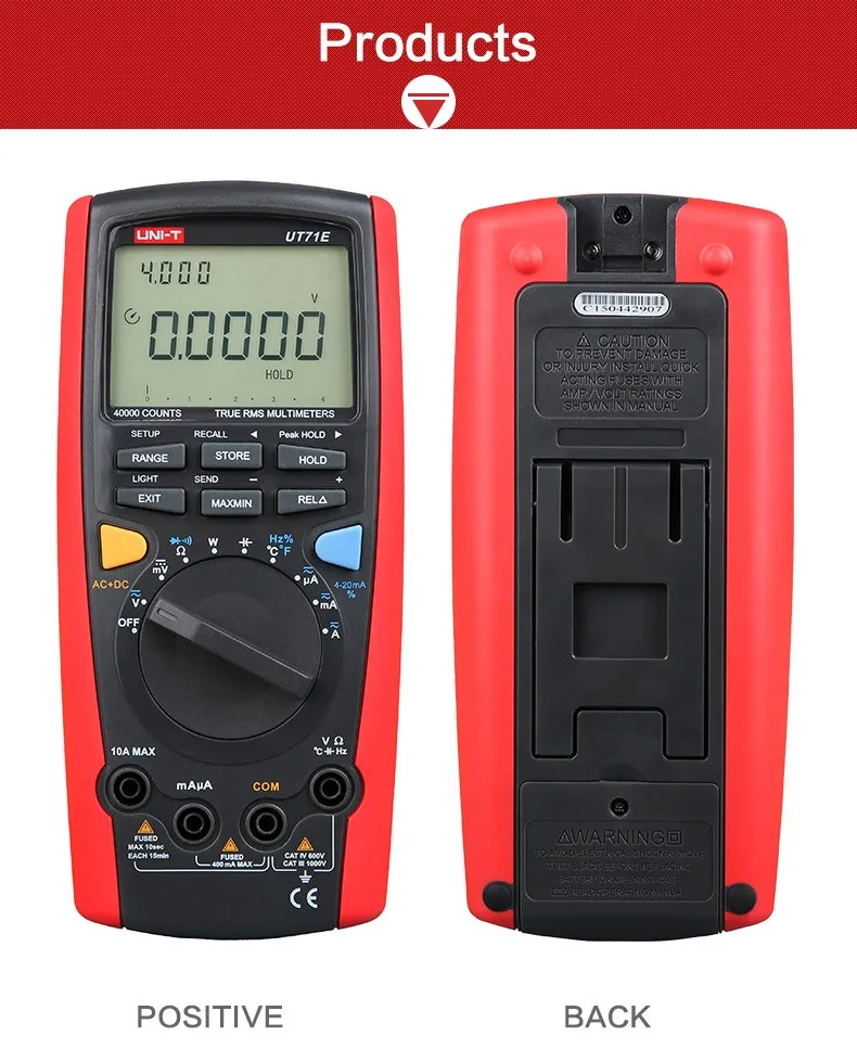 UNI-T UT71E Intelligent Digital Multimeter 40000 Counts AC DC Ohm Capacitance Temp Meter Data Logging USB Interface Bluetooth