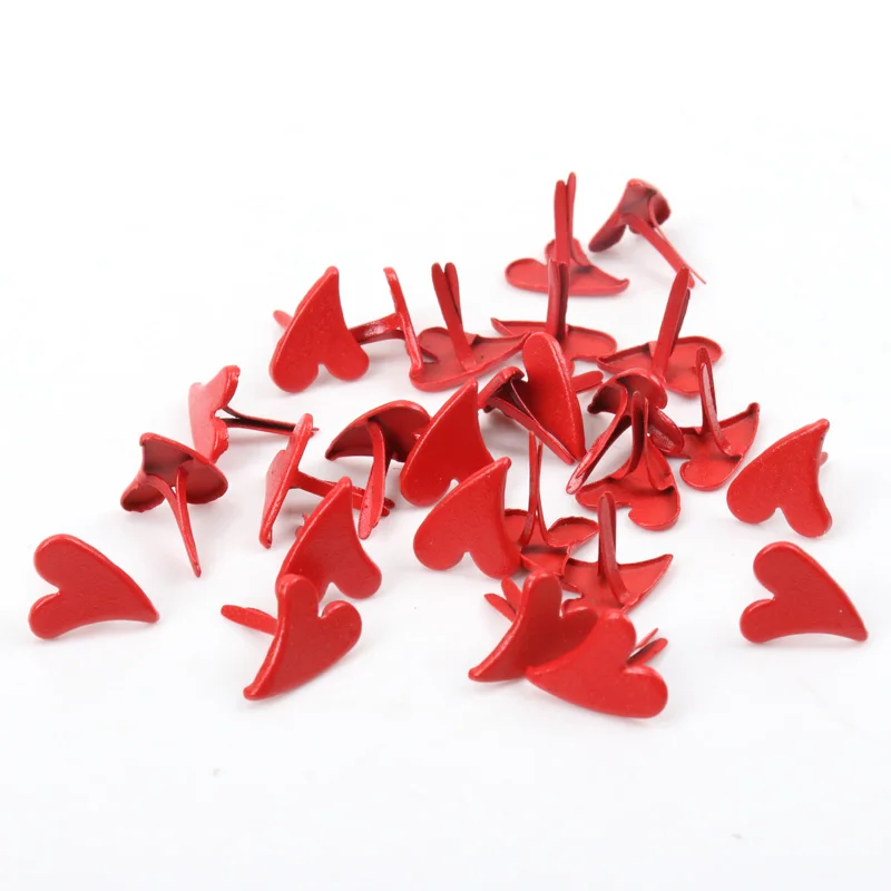 

50pcs Red White Heart Metal Brad Studs Spikes Scrapbooking Embellishment Fastener Brads Crafts Pushpin Decoration