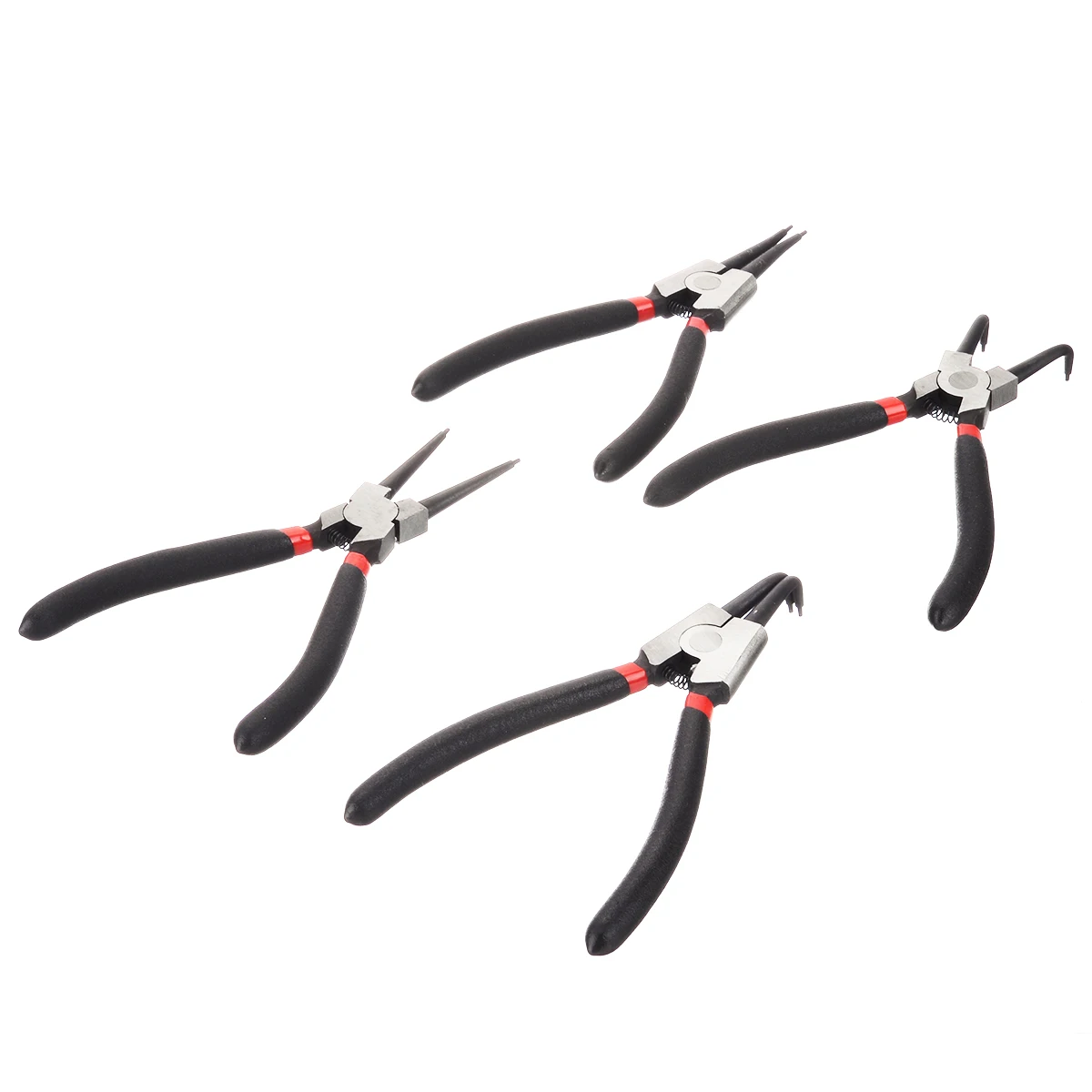 4pcs/set 7 Inch Internal External Curved Straight Pliers Retaining Clips Snap Ring Tip Circlip Pliers For Useful Hand Tool