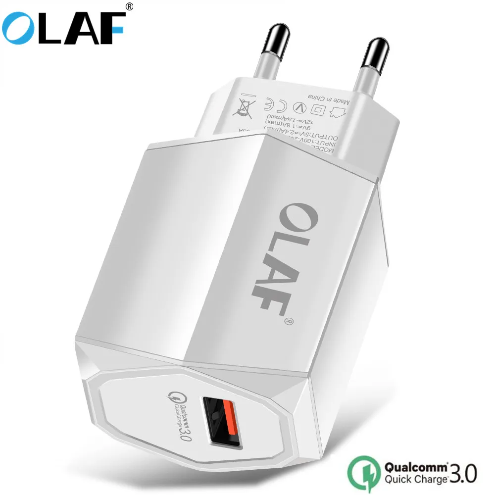أولاف السريع 3.0 usb 2.4a شاحن للجوال الهاتف 5 فولت fast تهمة السفر محول الطاقة ل فون x 8 أقراص سامسونج s9 s8