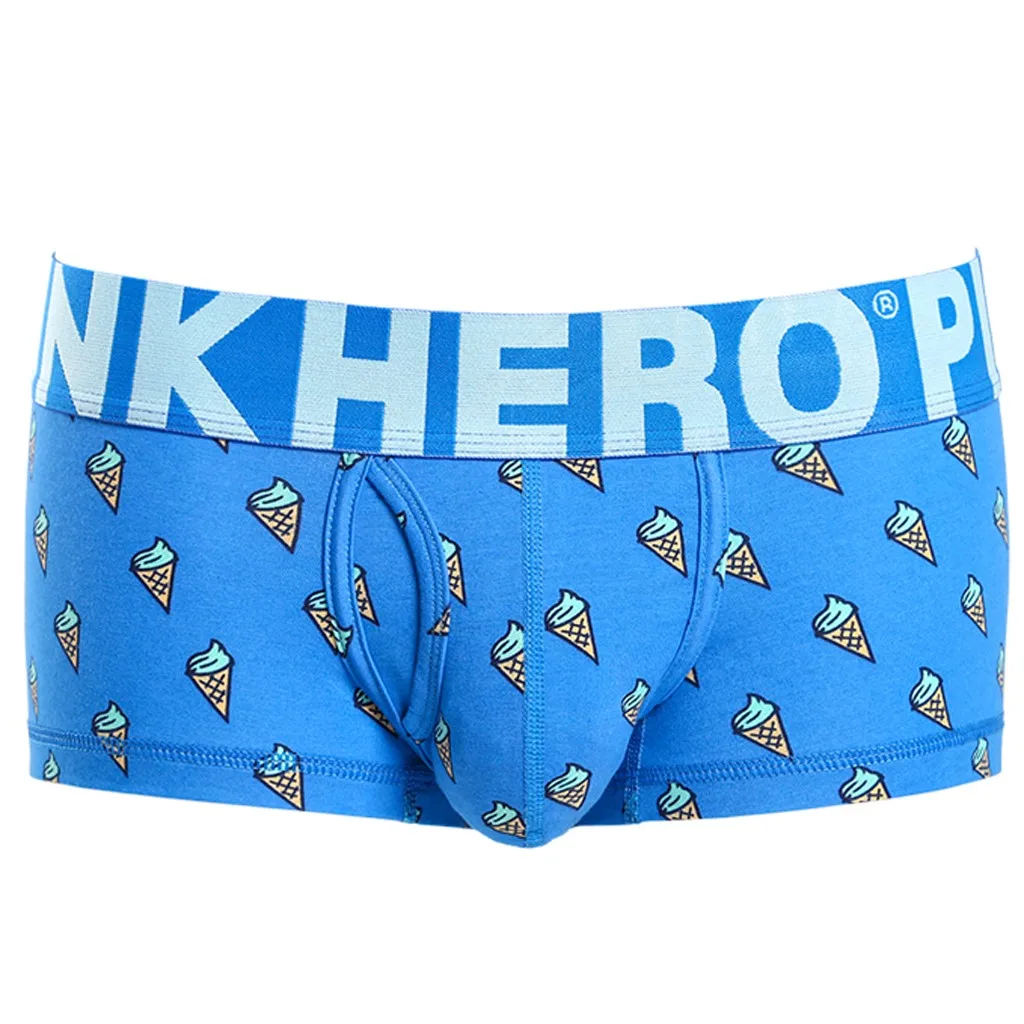 PINK HEROES Mens Boxer Cotton Letter Underpants Knickers Sexy Shorts Men Underwear Male Underpant Beachwear ropa interior hombr - Цвет: Sky Blue