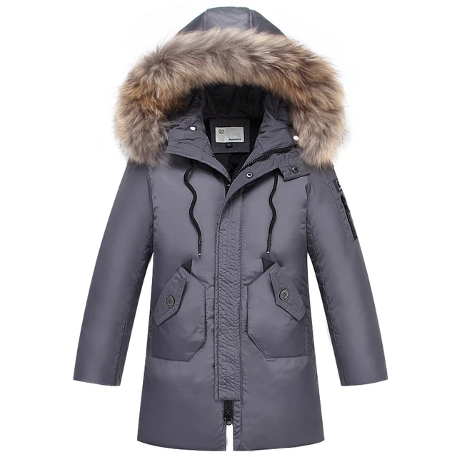 2018 Winter Coat Big Boys Down Jackets 30 Degrees Long overcoat Teenage
