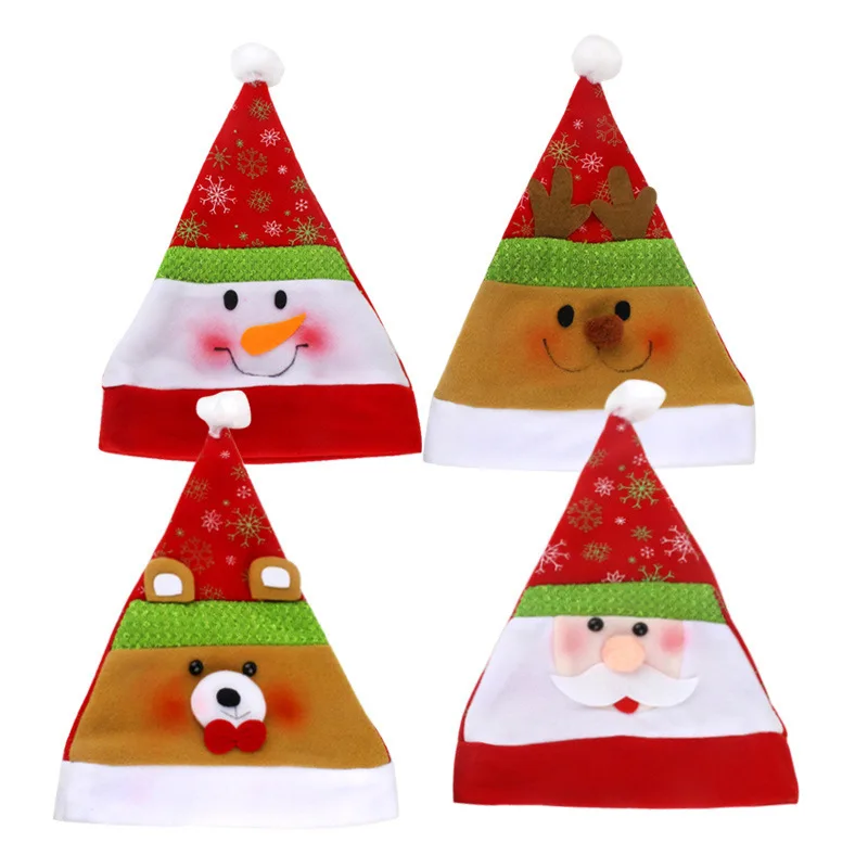 Santa Claus Christmas Hat Snowman Bear Elk Snow Star Merry Christmas Multi Colors Hat Adult Kids Xmas Accessories Supply