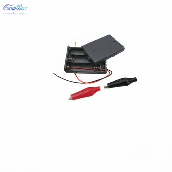 

50Pcs 3xAA Battery Case Holder Socket Wire Junction Boxes With Wires, Switch&Cover, Black+Red Crocodile Alligator Clip