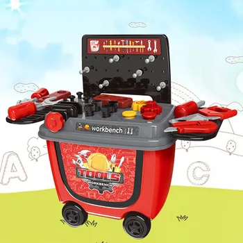 

Kids DIY Simulation Fix Repair Tool Shopping Cart Trolley Screwdriver Hammer Saw Wrench Hand Tool Model Toolbox Pretend Play Toy