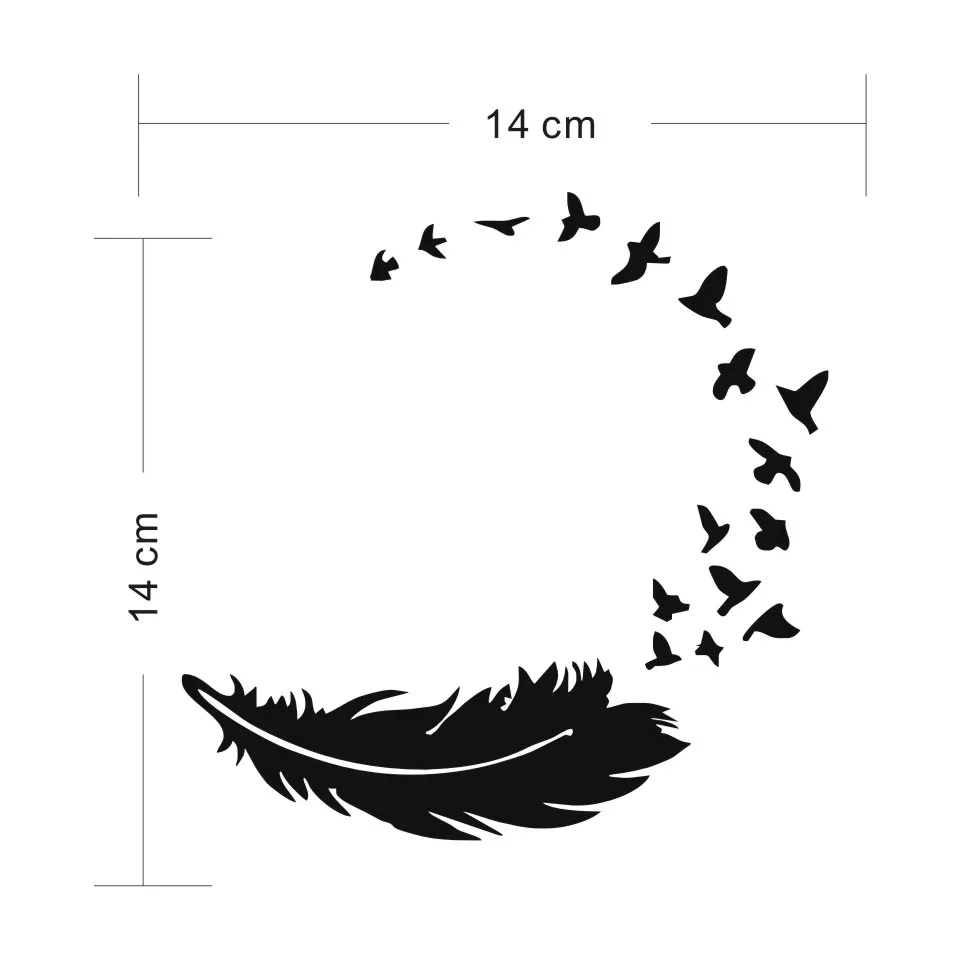 Cunymagos Birds Feather Fashion Decor Car-Styling Vinyl Car Sticker Motorcycle Auto Car Body Window Wall Decal Sticker 14cm14cm (2)