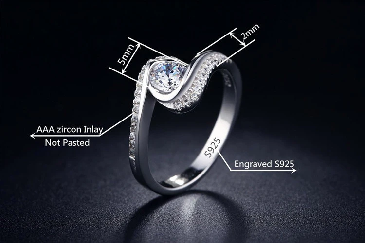H: HYDE Винтаж CZ камень ювелирные изделия для женщин Серебряный цвет кольца элегантное для свадьбы помолвки bague для леди Bijoux
