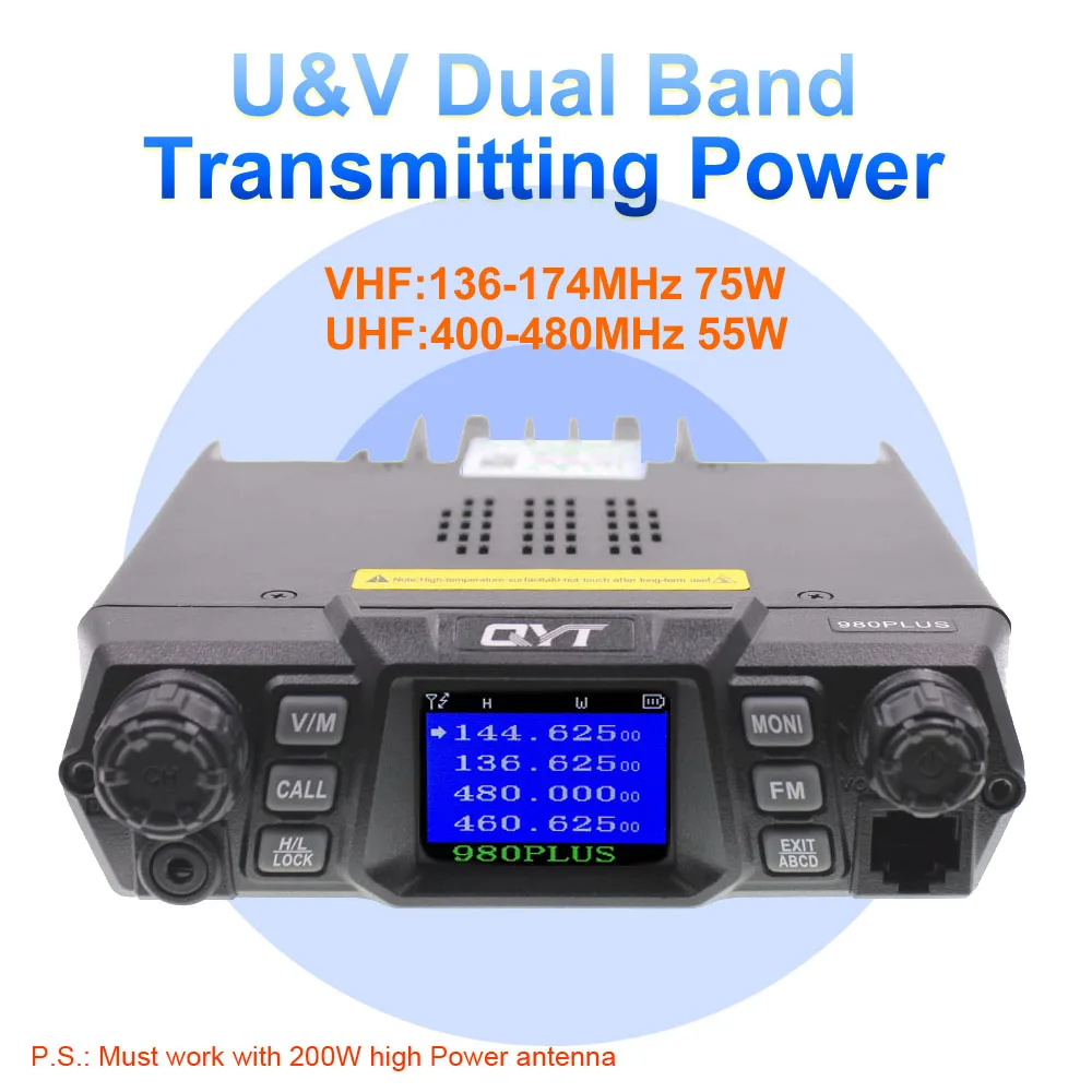 Новейшая версия QYT KT-980 plus портативная рация 75 Вт VHF 55 Вт UHF Двухдиапазонная четырехдиапазонная KT-980Plus в режиме ожидания Автомобильная радио Мобильная радиостанция