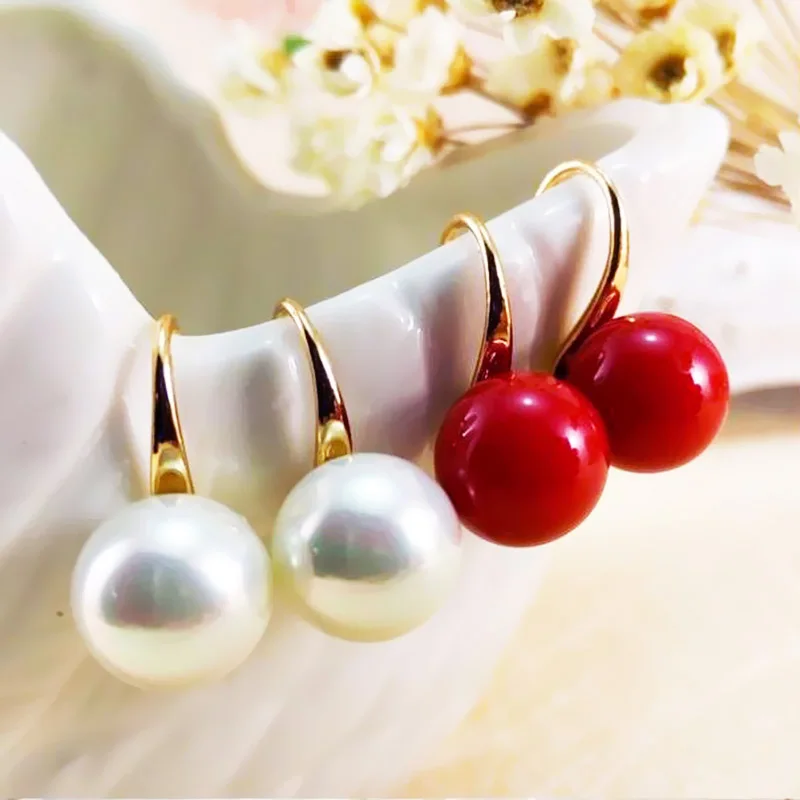 

Fashion 2PCS/Pair Graceful Red Pearl Allergy Free Alloy Simple Silvery Golden Stud Earrings Fashion Jewelry Graceful Women Girls