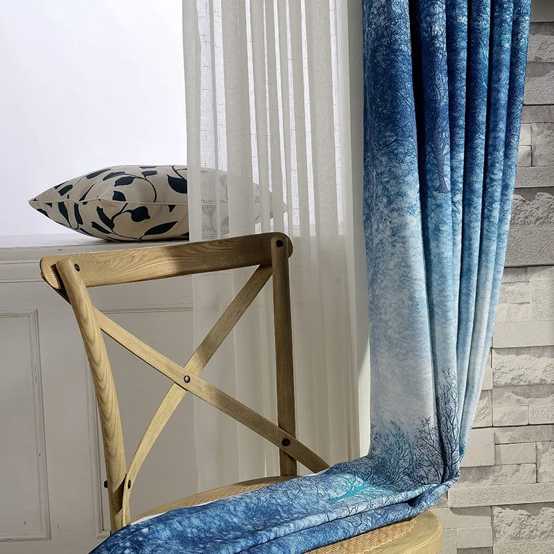 2018 Modern Curtain Tree Pattern Drape Curtain Finished Window