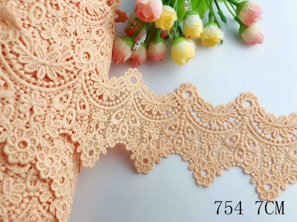 

Wholesale lot Pretty 7CM"*1Yard Orange flower Venise Lace trim Water Soluble lace Wedding/sewing/craft 754