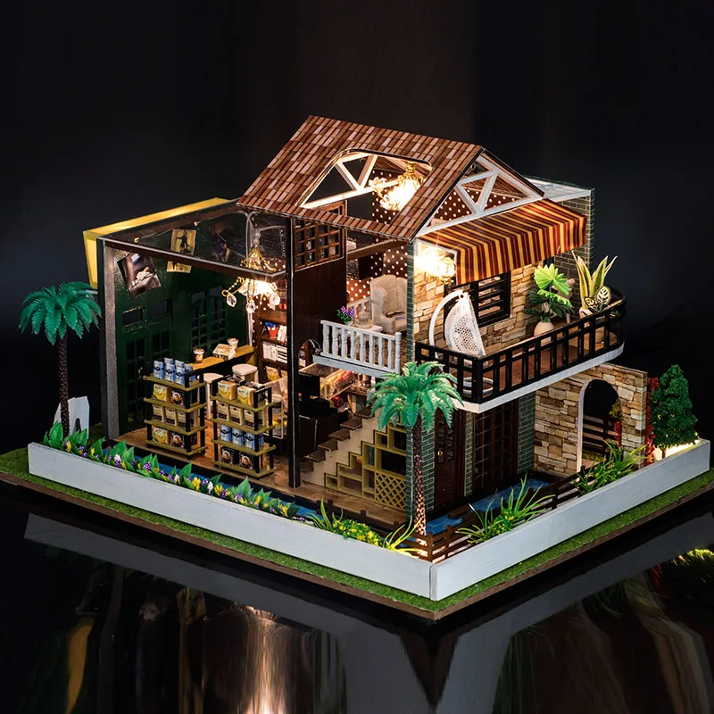 DIY Doll Houses Miniature 3D Wooden Doll House Miniature dollhouse Furniture Kit Toys for Children Christmas Gifts Coffee House DIY Doll Houses Miniature 3D Wooden Doll House Miniature dollhouse Furniture Kit Toys for Children Christmas Gifts Coffee House