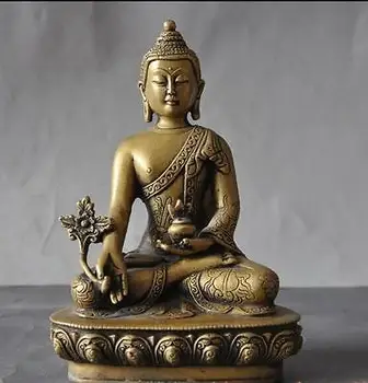 

China Buddhism Bronze Fane Sakyamuni Herbs Medicine Buddha Bhaisajyaguru Statue