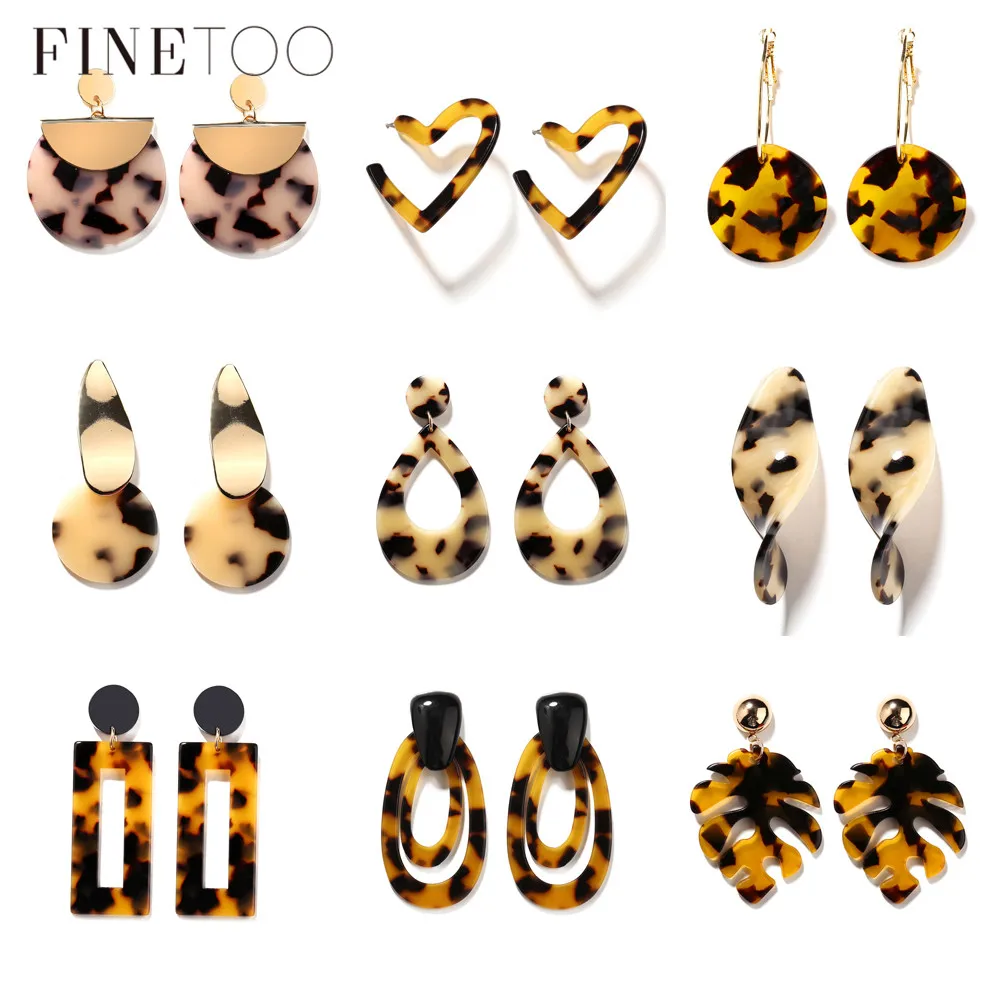 

Irregular Geometric Tortoise Shell Acetate Earrings For Women Vintage Leopard Print Resin Acrylic Earrings Statement Jewelry