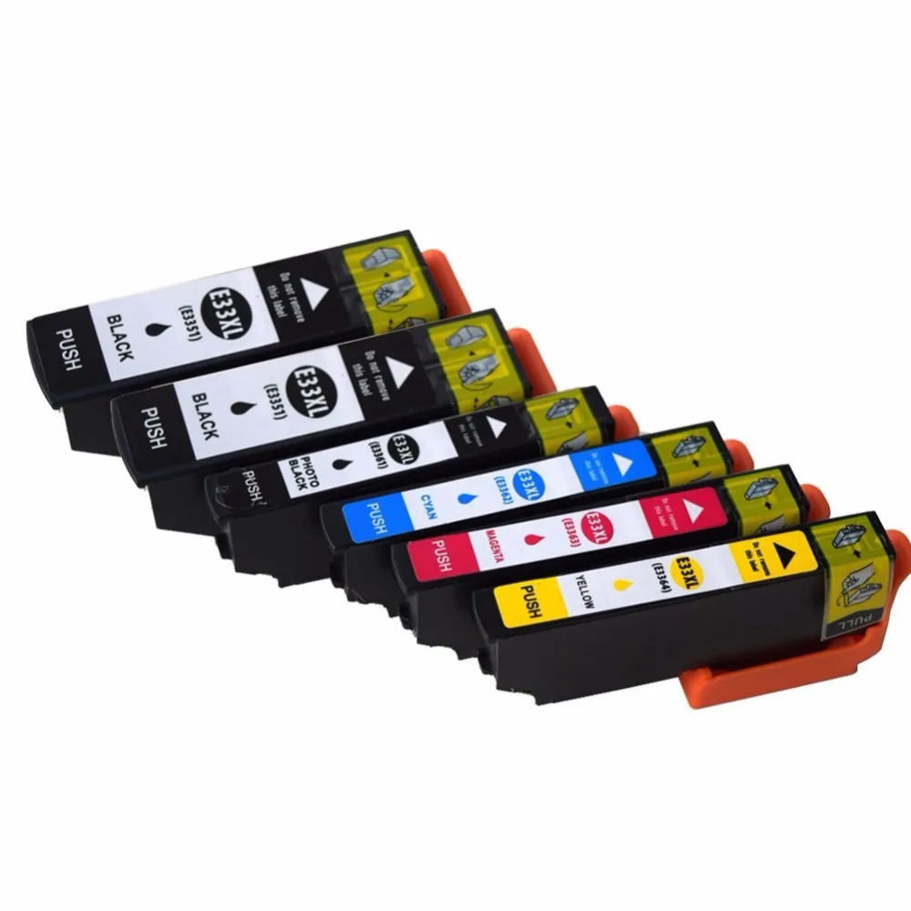 6 Pack T33 33XL T3351 T3354 Ink Cartridge Compatible For Epson