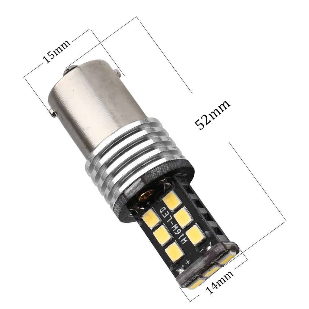 50 шт. 1156 BA15S 1157 BAY15D Canbus 12 V 24 V DC 2835 15 SMD светодиодный P21W лампы авто светодиодный задних фонарей, фонарей указателей повтора и стоп-сигнал свет лампы белого цвета