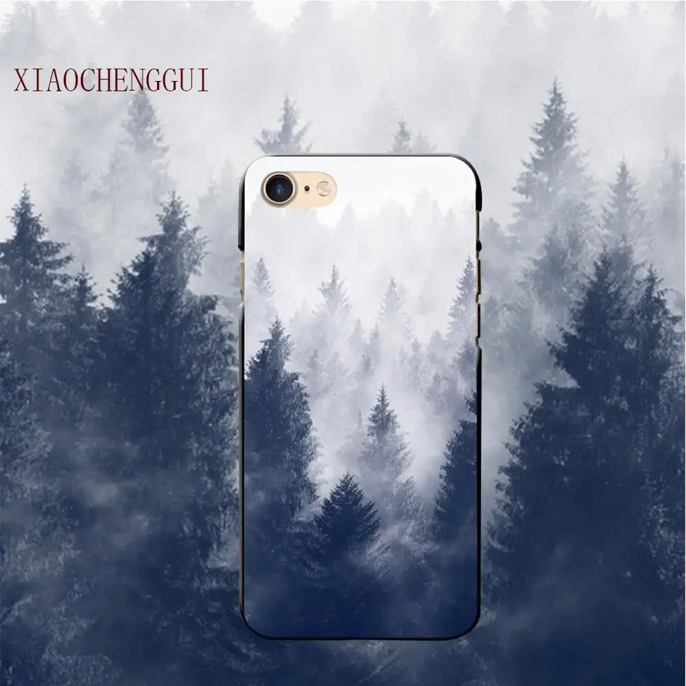 

Mountain Forest Clouds Hard plastic Matte Back Cover For iPhone X 7 8 6 6S 7Plus Phone Case For iPhone 5s se 6plus Coque