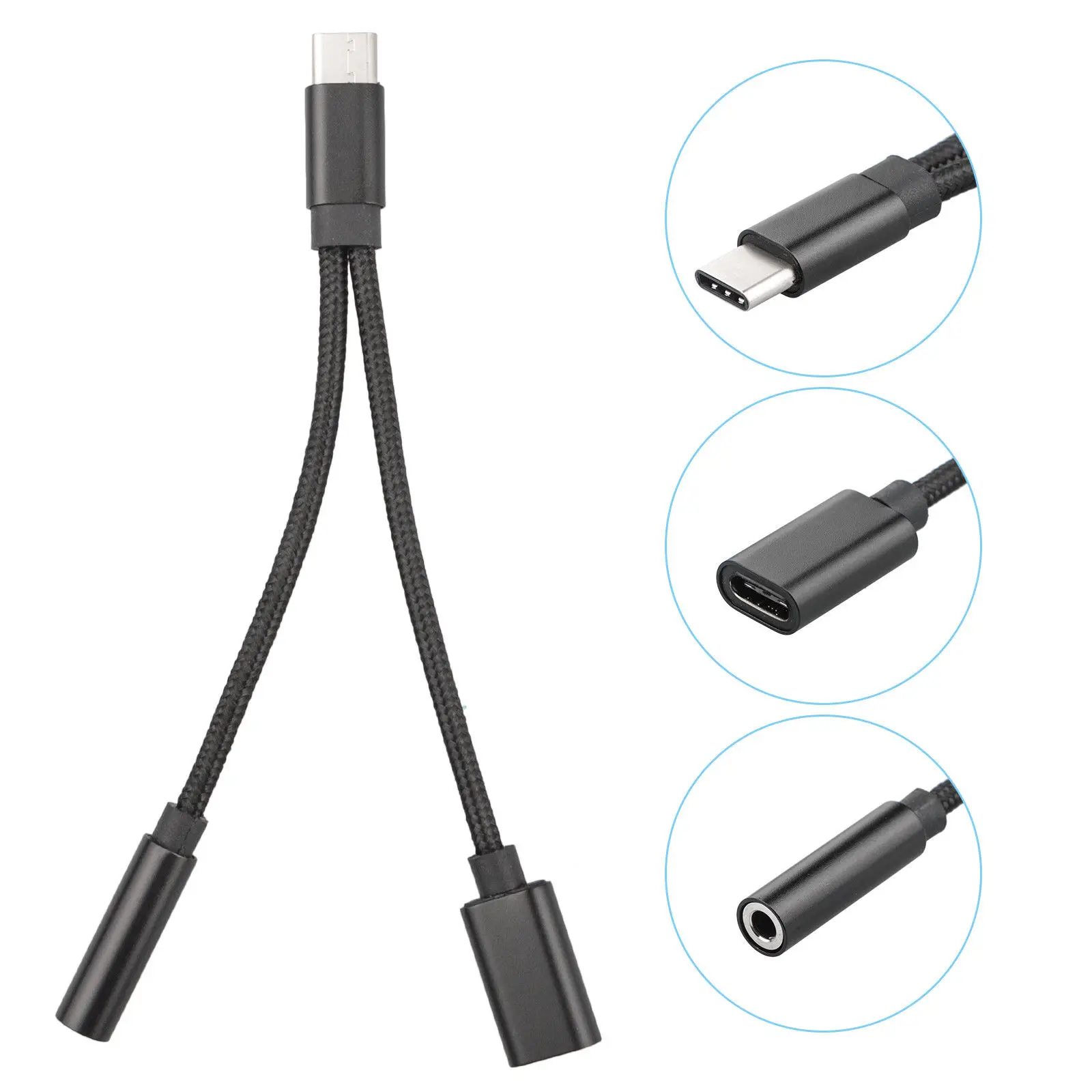 Тип C до 3,5 мм и зарядное устройство 2 в 1 Наушники звуковой разъем USB C кабель адаптер