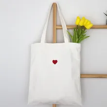YILE хлопок холст эко хозяйственная сумка на плечо вышитое красное сердце ZT718a