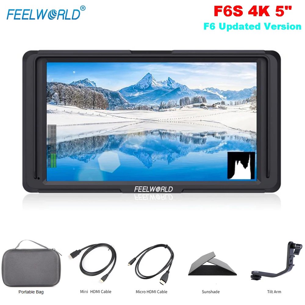 Feelworld F6S 5 дюймов на Камера полевой монитор F6 обновленная версия 4K HDMI Вход Full HD 1920x1080 ips для Камера шарнирный стабилизатор видео