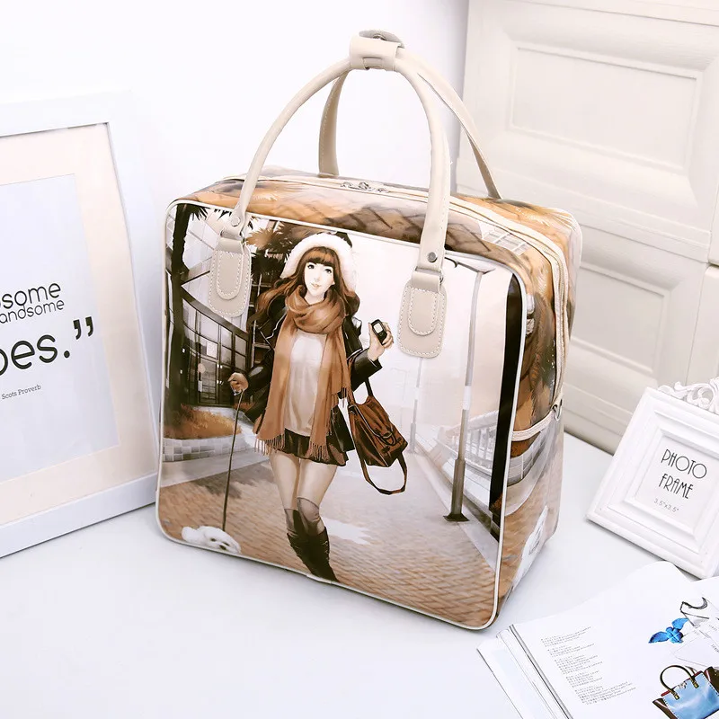 Модная женская симпатичная дорожная сумка для девочек, милая сумка из искусственной кожи на плечо, женская сумка, Большая вместительная сумка для багажа LGX62