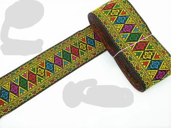 

Special Colored Diamond Trim 2" 5cmX7meter Embroidery Webbing lace Polyester Woven Jacquard Ribbon DIY Clothing belt Accessories