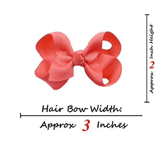 40 Colors/Set Little Girls 3" Hair Bows Clips In Pairs Mix Colors Pigtail Bow Alligator Hair Clips for Baby Girls Toddlers Kids