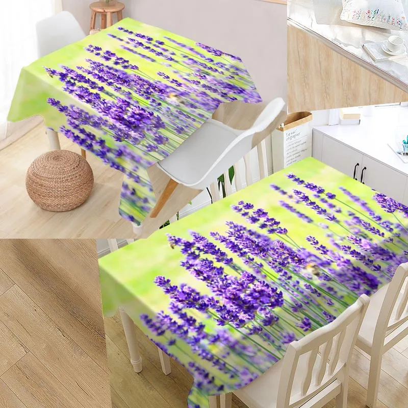 

Custom Lavender Table Cover Rectangular Home Protection Decoration Elegant Wedding Waterproof Oilproof Tablecloth
