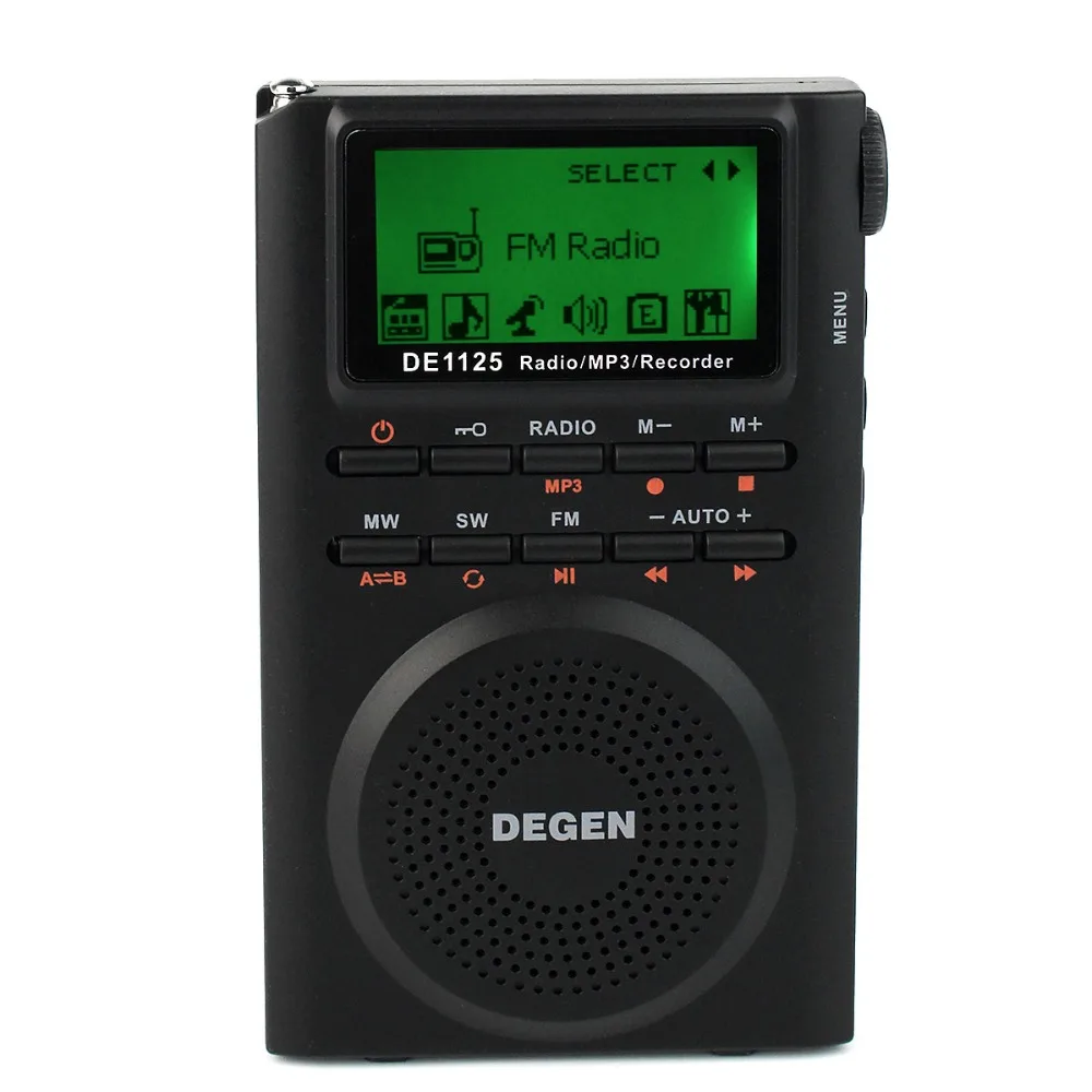 

Degen DE1125 Radio Digital FM Radio Recorder FM Stereo MW SW AM MP3 E-Book 4GB D2976A