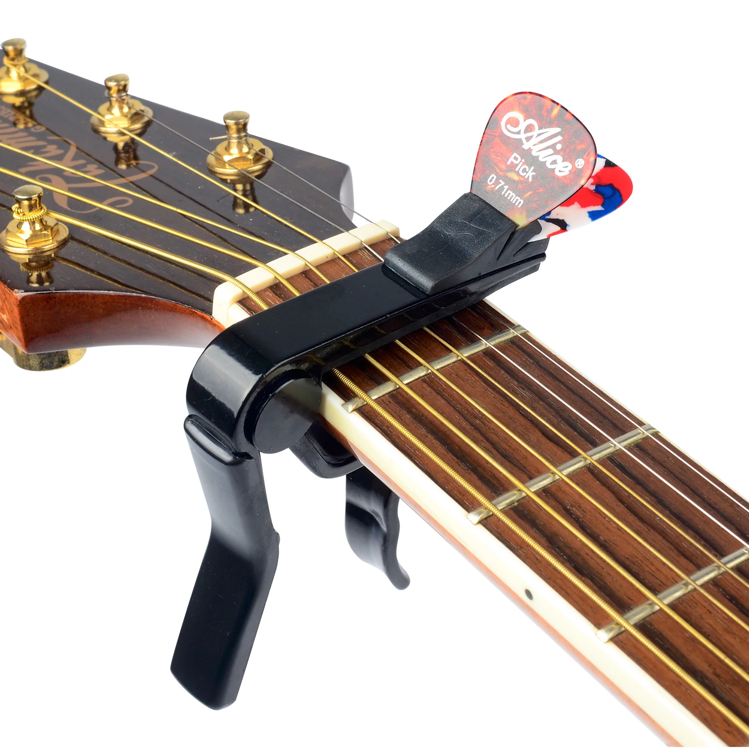 Electric Acoustic Guitar Capo With Pick Holder for Bass Violin Ukulele