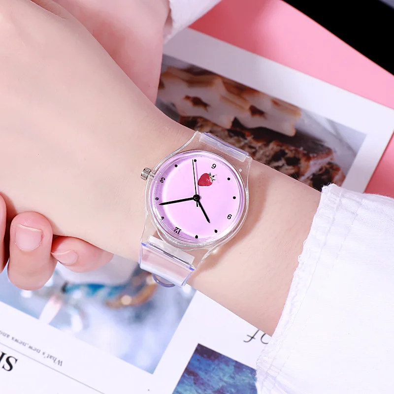 Новые японские и корейские розовые часы с сердцем для девочек, персональные, литературные, красивые, маленькие Волшебные часы, прозрачные часы