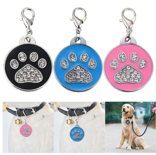 

Customized Dog ID Tag Pet Personalized Tags Engraved Round Paw Pet Nameplate Pendant For Dogs & Cats Collar