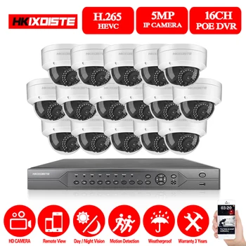 

H.265 16CH POE CCTV NVR system 5MP IP66 VandalProof security In/Outdoor IP camera Audio Record Sound Video Surveillance Camera