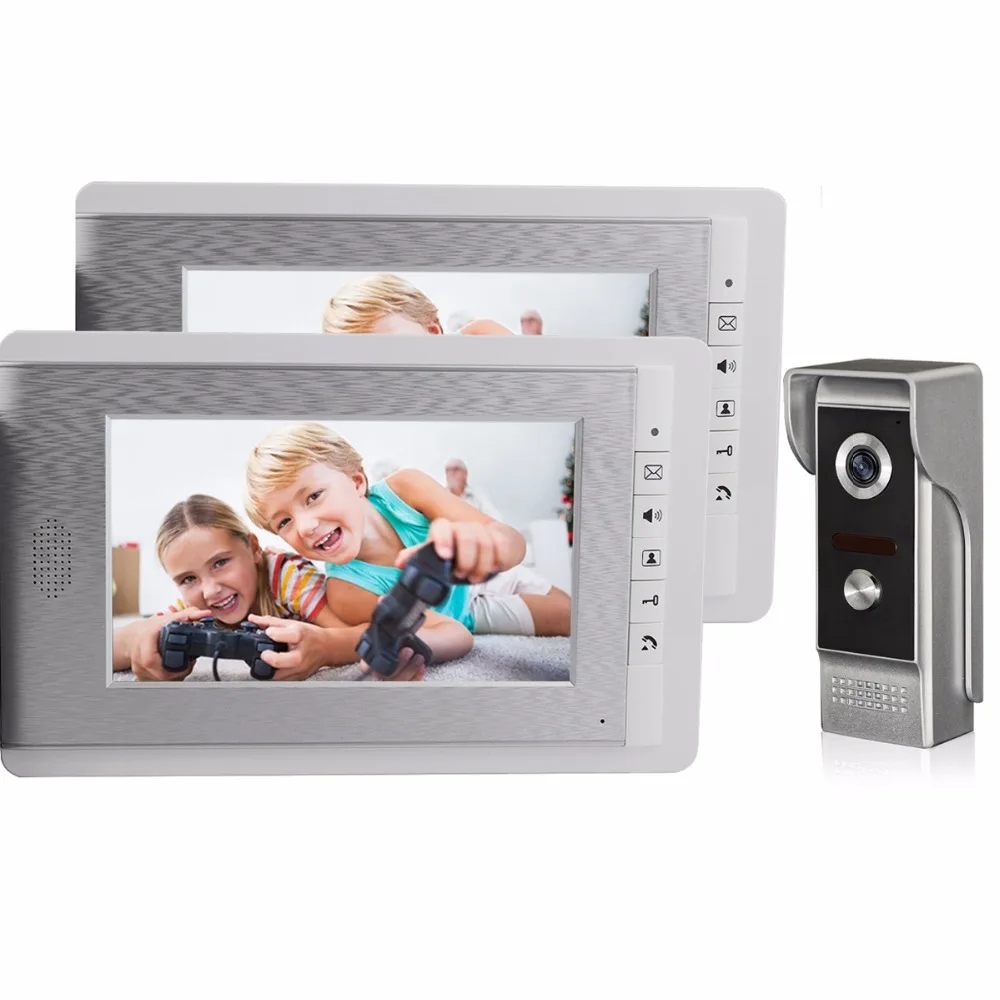 

Home Security 7" Color LCD Video Door Phone Wired Intercom Doorbell IR Camera 2 Monitor For Villa Video Intercom F4379B