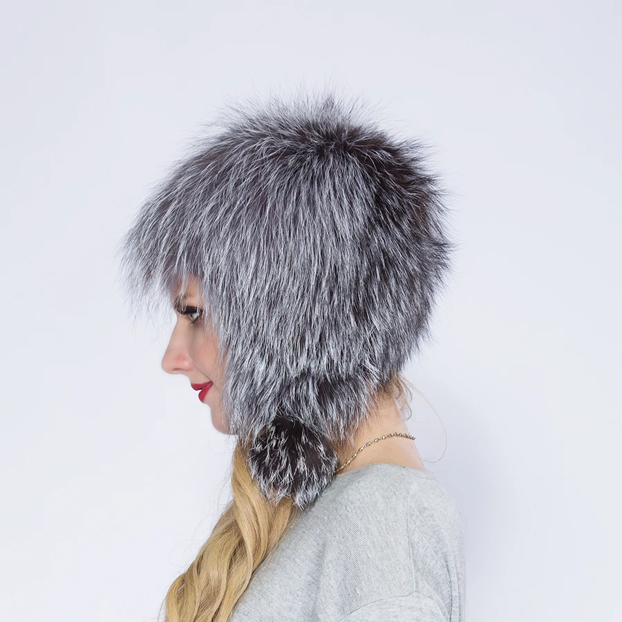 Горячая Распродажа модные зимние теплые женские вязаные шапки норковые шапки вертикальное плетение с лисьим мехом сверху