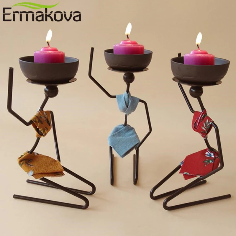 ERMAKOVA Modern Metal African Woman Candle Holder Decorative