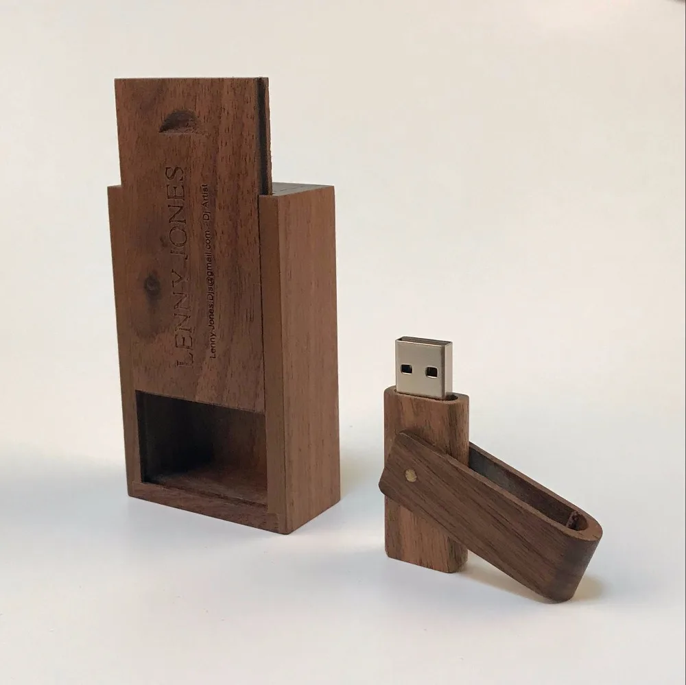 

Natural walnut swivel usb with square box usb 2.0 memory flash stick (Over 15 pcs,free logo)