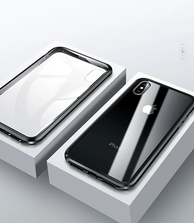 Luxury Double glass Metal Magnetic Case for iPhone XS MAX iPhone X XR 7 8 Plus 8plus Phone Case Magnet Cover 360 Full Protection (4)