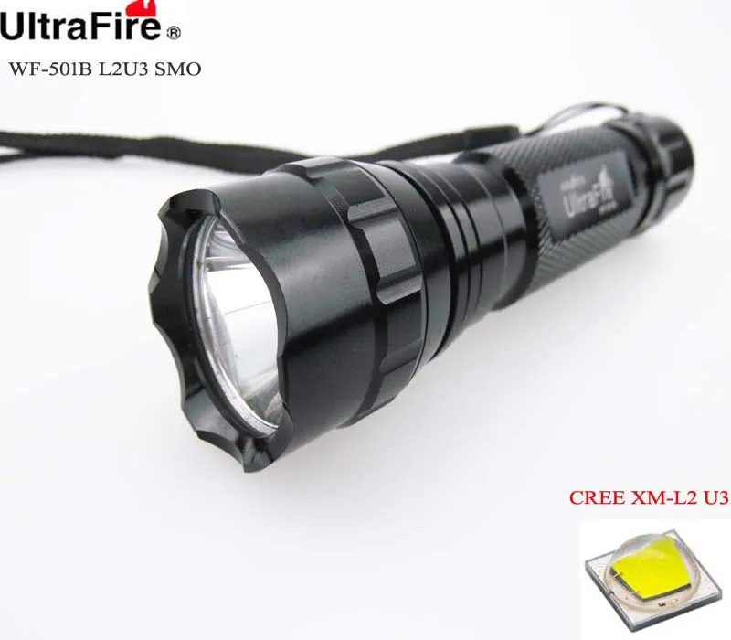 

Tactical LED Torch Lamp 501B CREE XM-L2 U3 1600LM Cool While Light SMO 1-mode LED Flashlight for Camping Hunting