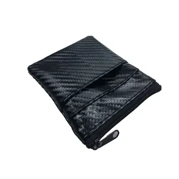 

1 Pc Mini Bag Women Men Leather Coin Card Key Wallet Pouch Carbon Fiber Pattern Mini Purse Zipper Small Change Bag