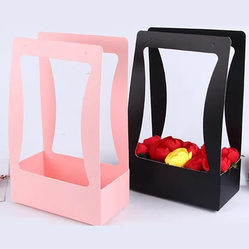 

Portable Flower Box Packaging Flower Basket Gifts Folding Paper Box Florist Supplies Valentine's Day wedding party decor gift