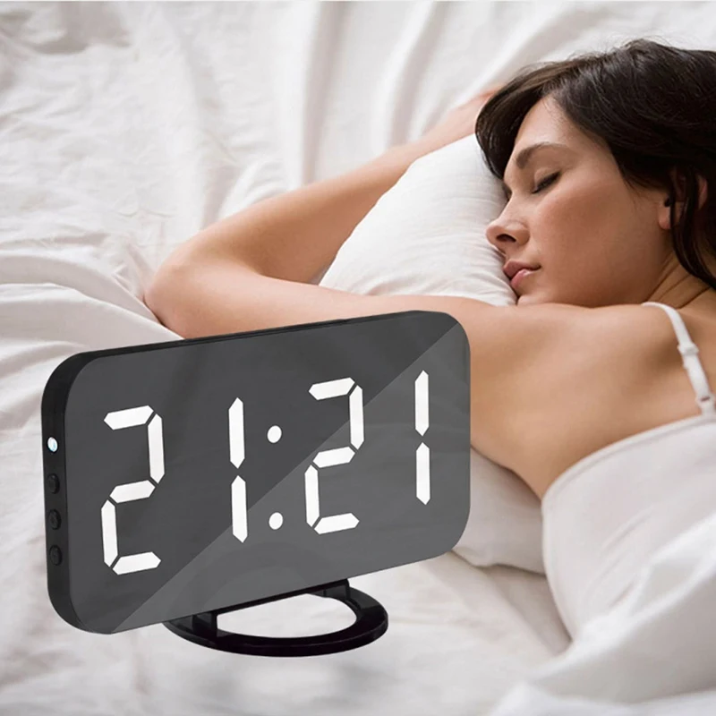 1 pcs LED Snooze Alarming Clocks Desktop Wall Decoration 2 USB Output