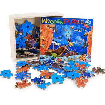 

84pcs/set New Baby Learning Toys Montessori Wooden Puzzle Board Early Educational Toy Cartoon Vehicle/ Marine Animal Puzzle D79
