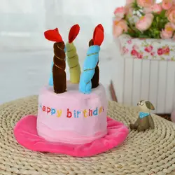Мило собака торт Форма шляпа синий/розовый флисовый щенок зоотовары аксессуары с днем рождения торт Hat для кошка Pet Hat