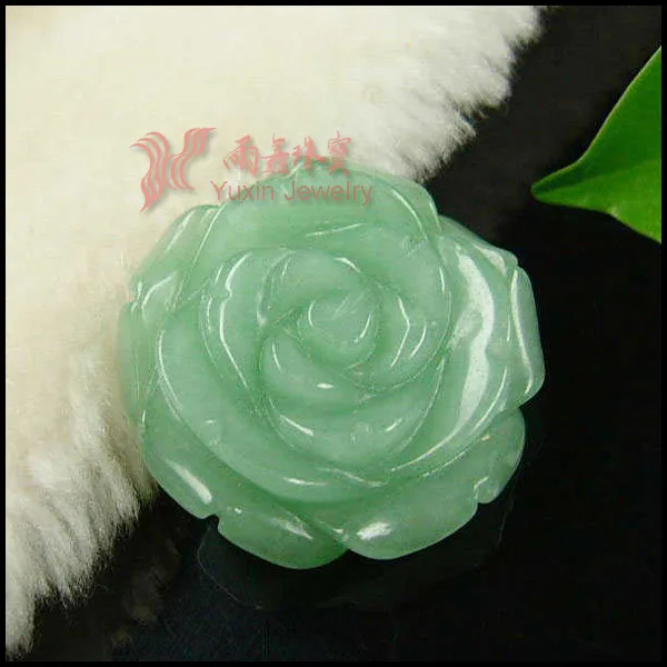 Новое поступление! Мода зеленый авантюрин резная Роза Кулон драгоценный камень цветок кулон фигурка счастливые ювелирные изделия для девочки подарок RP05