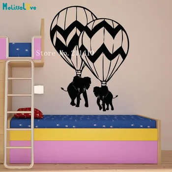 

Wall Sticker Hot Air Balloon Elephant Duo Vinyl adesivo de parede Home Decor For Kids Baby Room Self-adhesive Murals Gift YT057