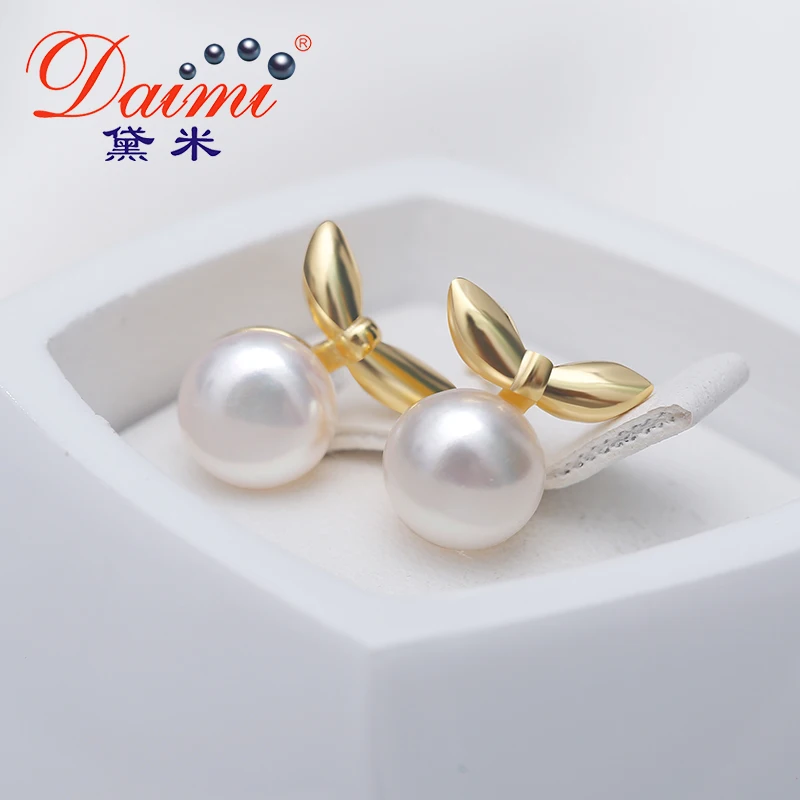 Daimi Tiny Small Leaves Earrings 6 7mm Flat Round White Yellow Pearl Daimi Tiny Small Leaves Earrings 6 7mm Flat Round White Yellow Pearl Sterling Silver Jewelry High Quality Brand In From