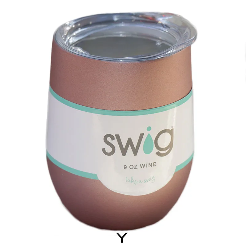 Кружка для вина с изоляцией, 9 унций, Термокружка для вина - Цвет: RoseGold Swig